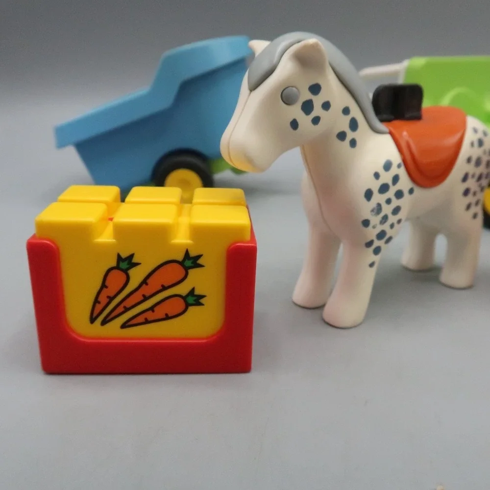 Vintage Playmobil 123 Horse Child Carrots‎ Tractor Train Farm Animal Sheep Lot